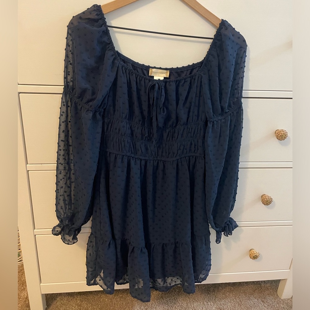 NWT Altard State Navy Babydoll longsleeve dress
